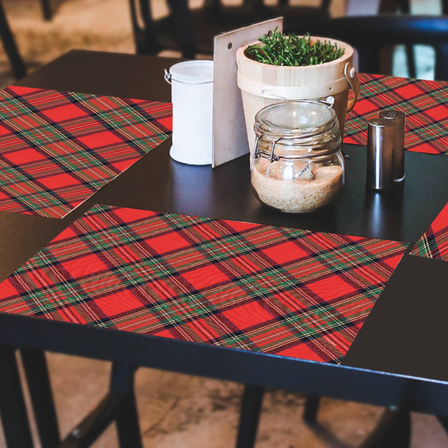 CounterArt/Highland Home/Thirstystone - Wholesale Disposable Placemat - "Christmas Plaid" Premium Paper Stock Placemats 24 Sheet1