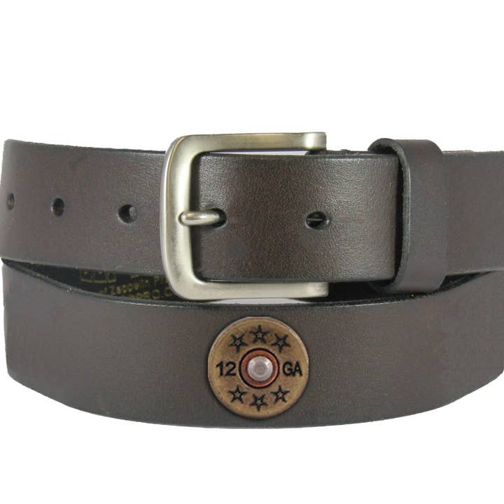 Shotshell Men's Brown Leather Concho Belt for wholesale by Zep-Pro