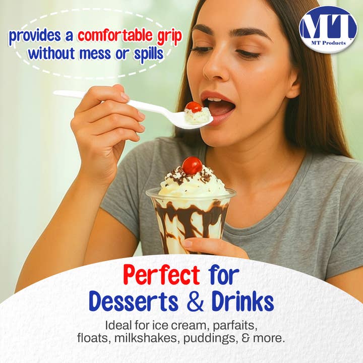 MT Products - Wholesale Kitchen Spoon - MT Products White Long Plastic Disposable Spoons for Sundae7
