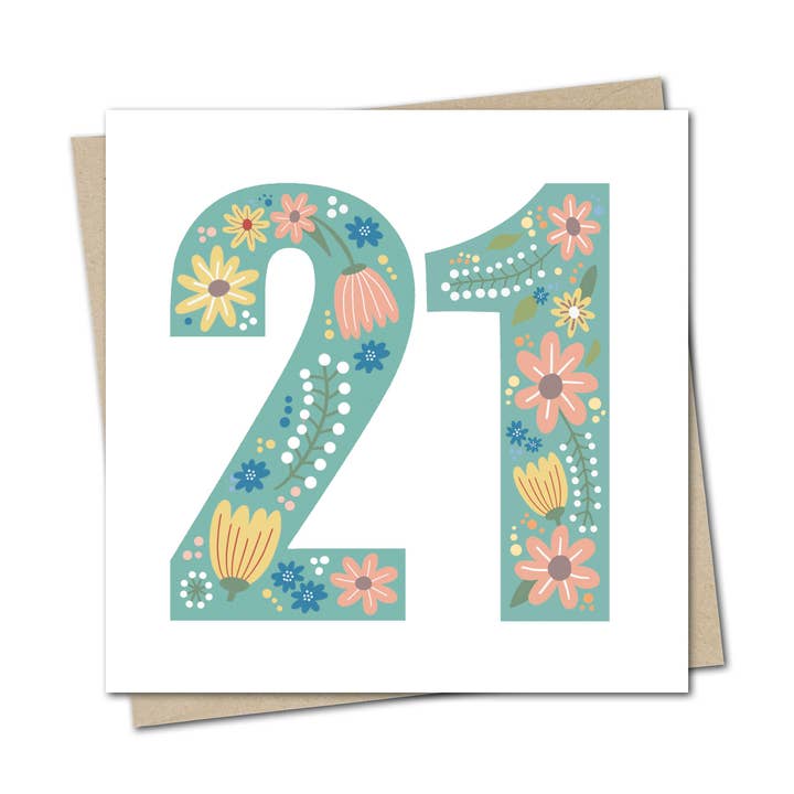 Square age card - 21 for wholesale by Duckduckle Design