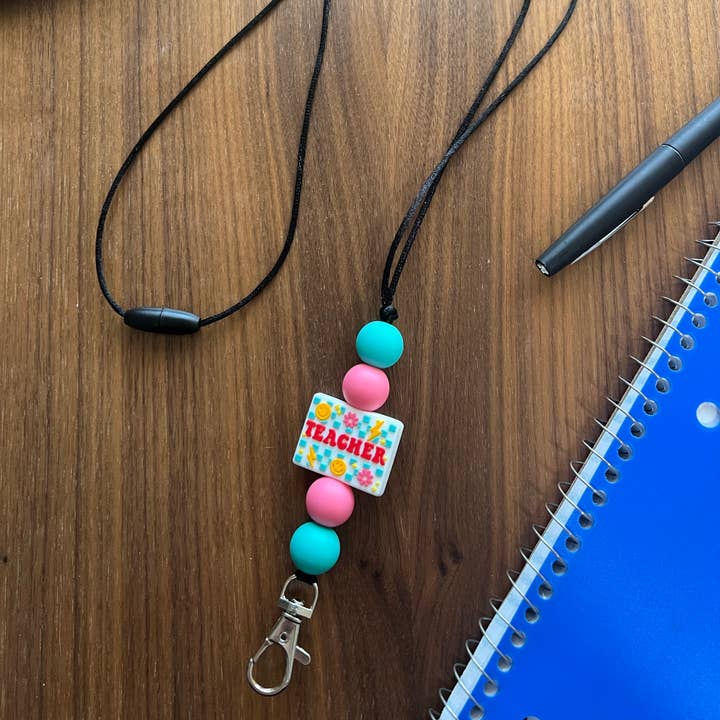 Cordon à carreaux en silicone pour professeur, 20 po de long, avec fermoir détachable pour la vente par Katesy Things