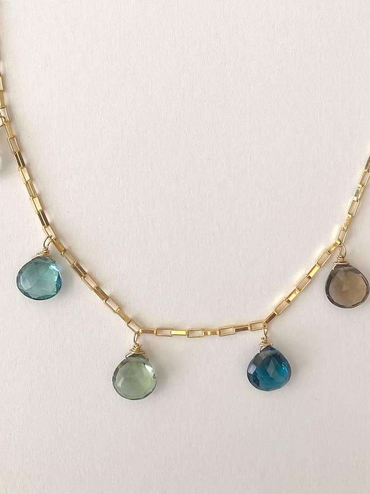 Multi on small paperclip gold chain for wholesale by Judy Brandon Jewelry