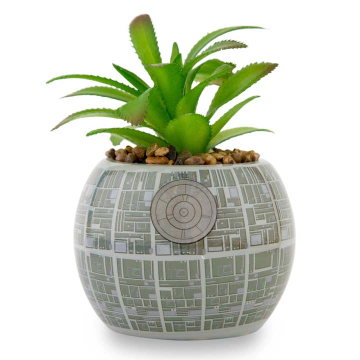 Star Wars Death Star 3-Inch Ceramic Mini Planter With Artificial Succulent for wholesale by Toynk
