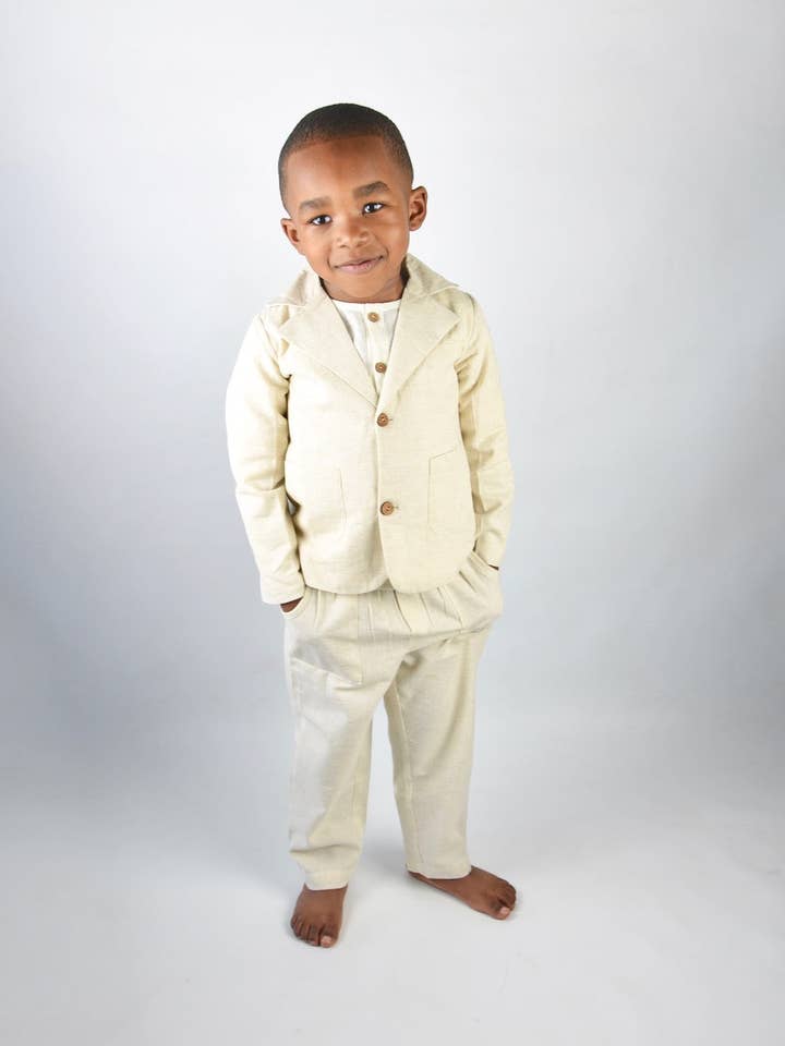 Set met blazer en broek voor jongens - Ivoor voor wholesale door Yo Baby