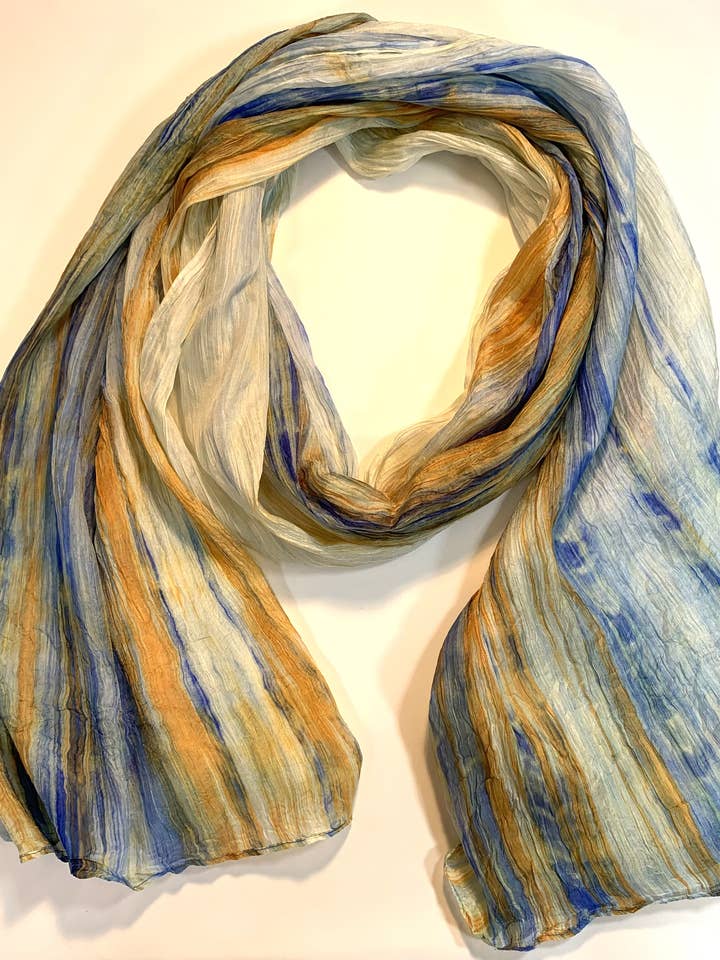 WATERCOLOR SILK SCARF SC1000 #387 BLUE & PALE YELLOW for wholesale by LUA