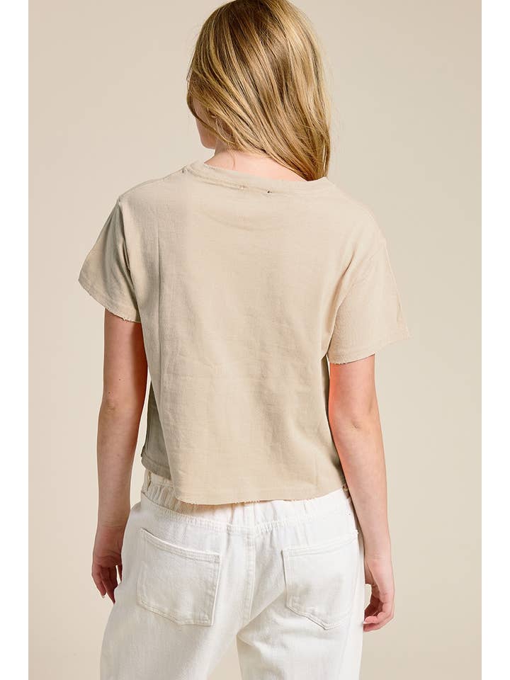 Zutter - Wholesale Screen Printed T-Shirt - Women's - PUFF' Cow Skull Howdy Graphic S/S Seamless Faux Crop3