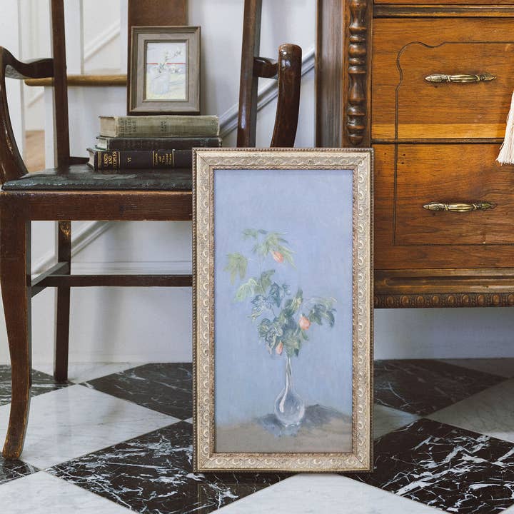 Petal Lane Home - Wholesale Art Print - Flowers in a Glass Vase Framed Antique Art1