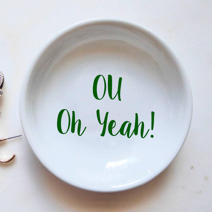 OU Oh Yeah Ring Dish / Ohio University / Ohio Bobcats for wholesale by CourtPerkDesigns LLC