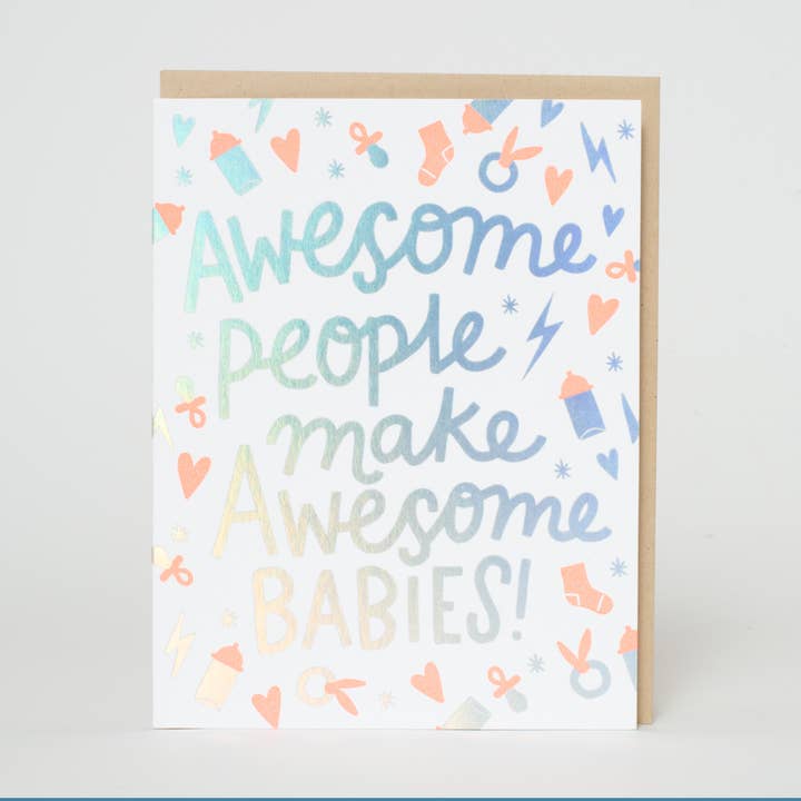 Awesome Babies Congrats Letterpress Greeting Card by Hello!Lucky for wholesale by Egg Press Manufacturing