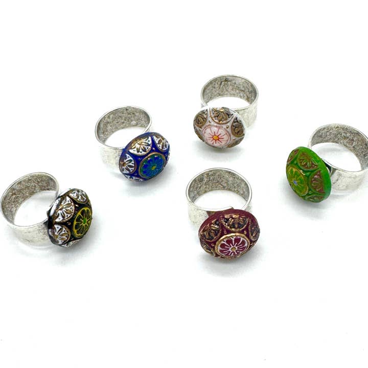 Old World Glass Cocktail Rings for wholesale by Leetie Lovendale