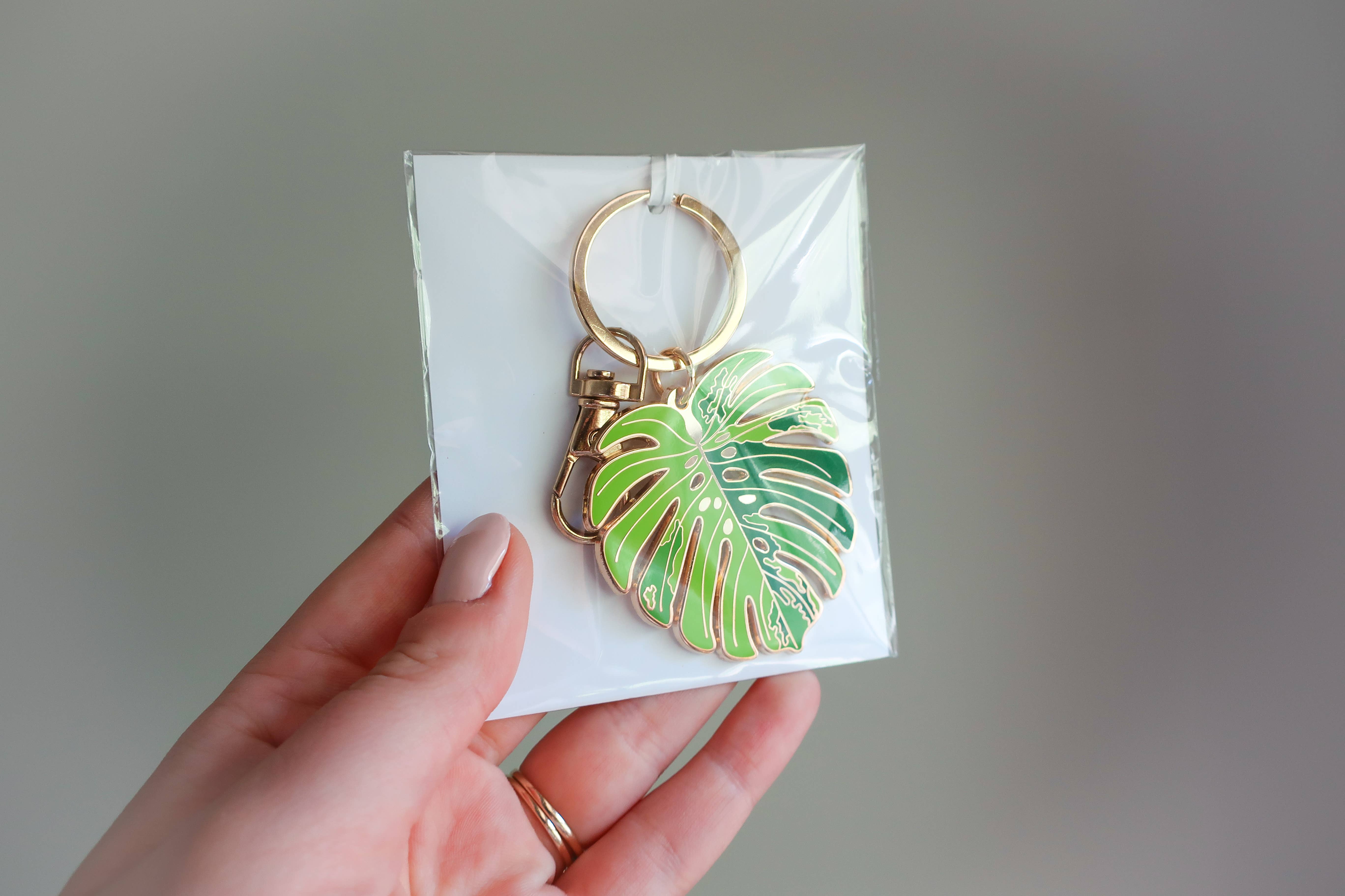 Beehive 95 Designs - Wholesale Keychain - Women's - Variegated Monstera Enamel Keychain - Houseplant Accessory4
