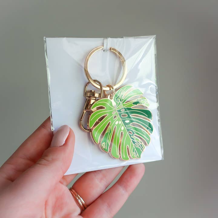 Beehive 95 Designs - Wholesale Keychain - Women's - Variegated Monstera Enamel Keychain - Houseplant Accessory4