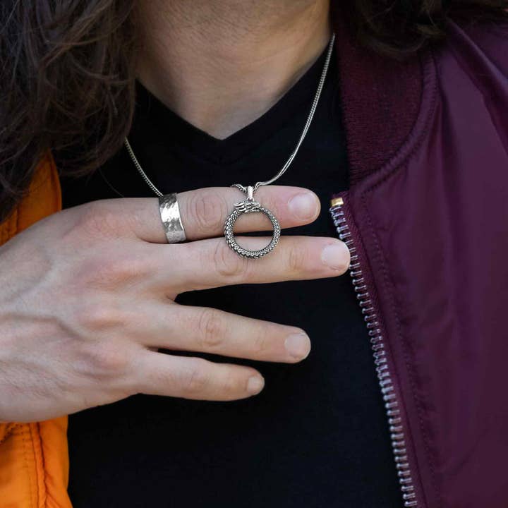 Nina Designs - Wholesale Band/Stacked Ring - Sterling Silver Ring - 8mm Wide Hammered Band2