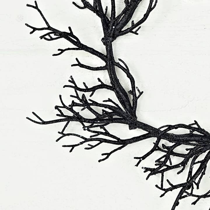 Impressive Enterprises, Inc. - Wholesale Wreath - 31300-18in Wreath-Black glittered twigs1