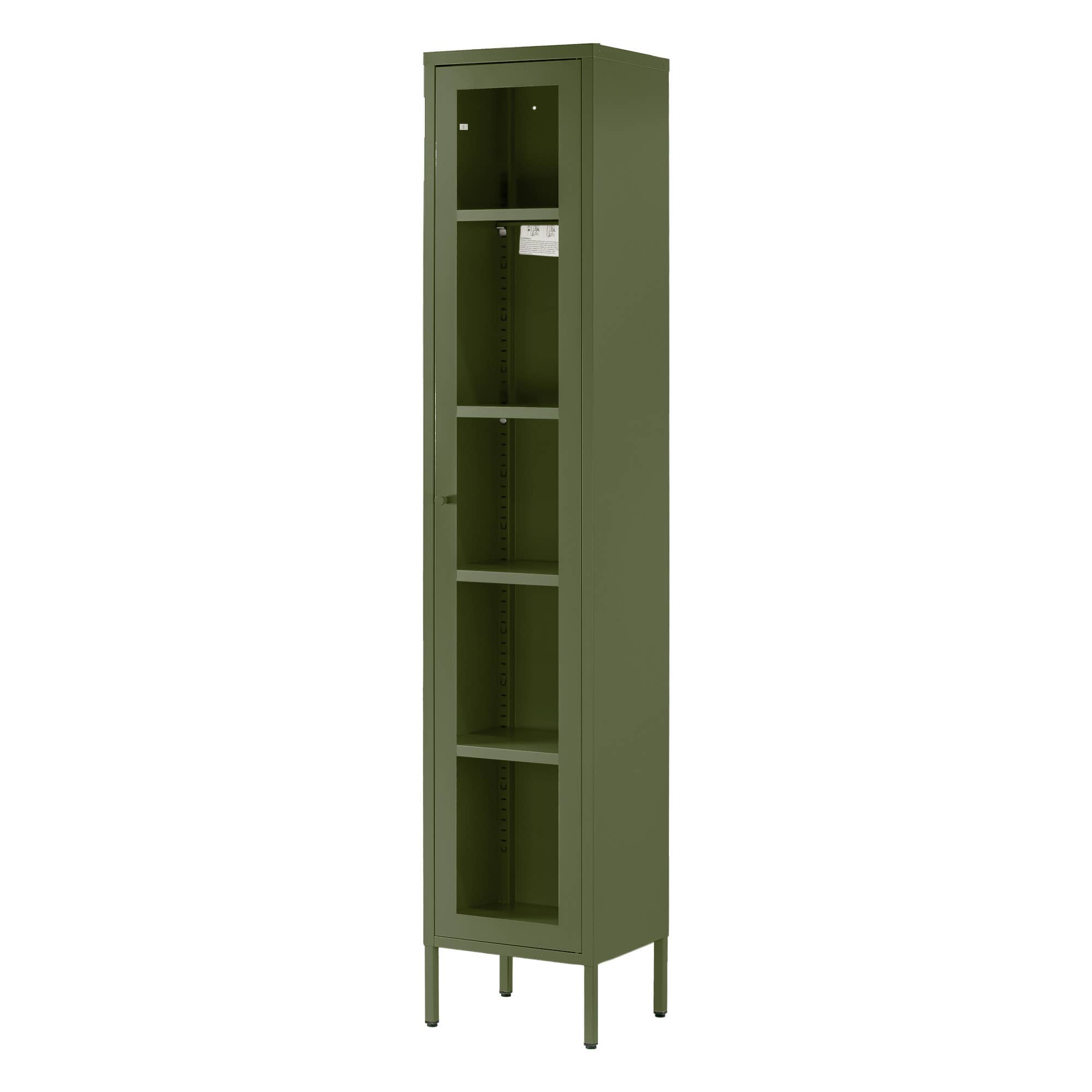 Glamour Home - Wholesale Bookcase - Avis 71-inch Dark Green Metal Cabinet with Clear Door1