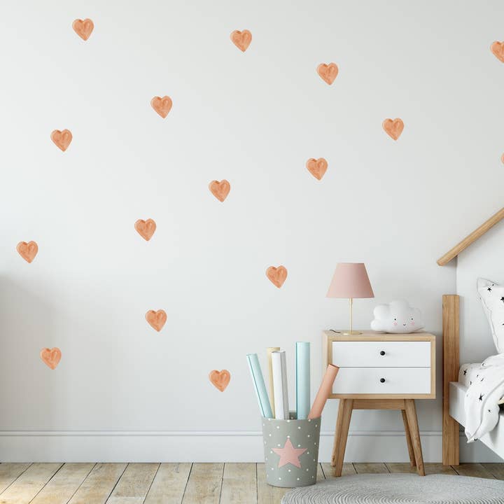 Autocollant mural Boho pour chambre d'enfant, autocollant mural en forme de cœur, décoration de chambre d'enfant, autocollant mural pour fille pour la vente par Hello Beautiful Designs
