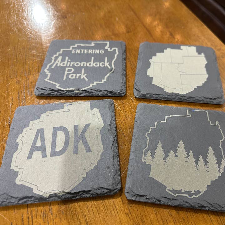 Adirondack Engraved Slate Coaster for wholesale by Emily dot Digital