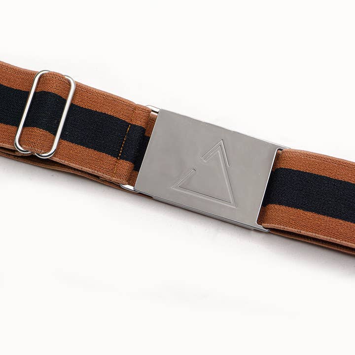 Navy/Camel Stripe - 1.5" Magnetic Gunmetal Clasp for wholesale by Ellany Athletics