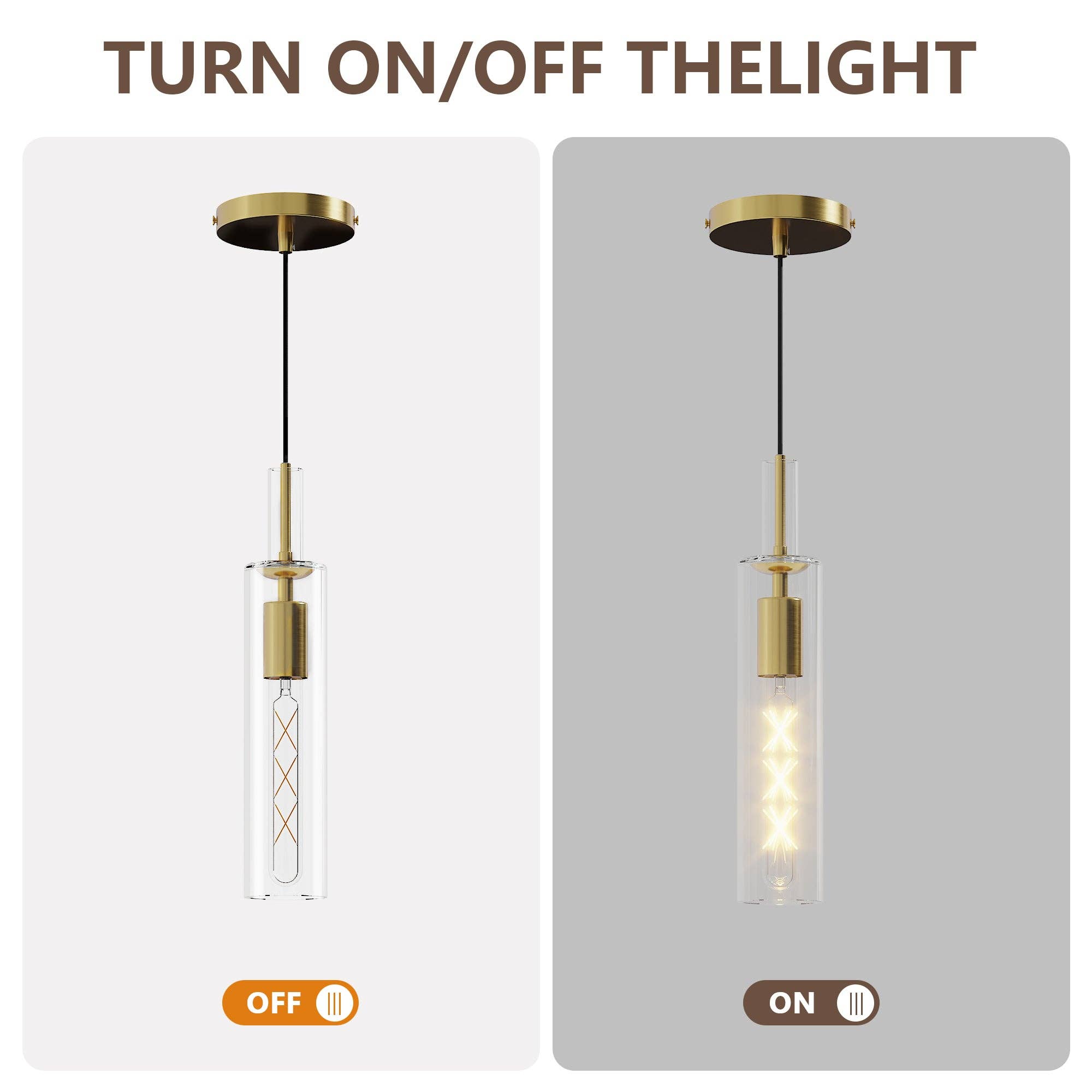 39F Inc. - Vente Lustre/Suspension - Lot de 3 suspensions dorées style ferme moderne avec abat-jour en verre5