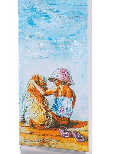 Flad Håndlavet Candle - Barn & Hund På Strand for engroshandel hos Flatyz EU