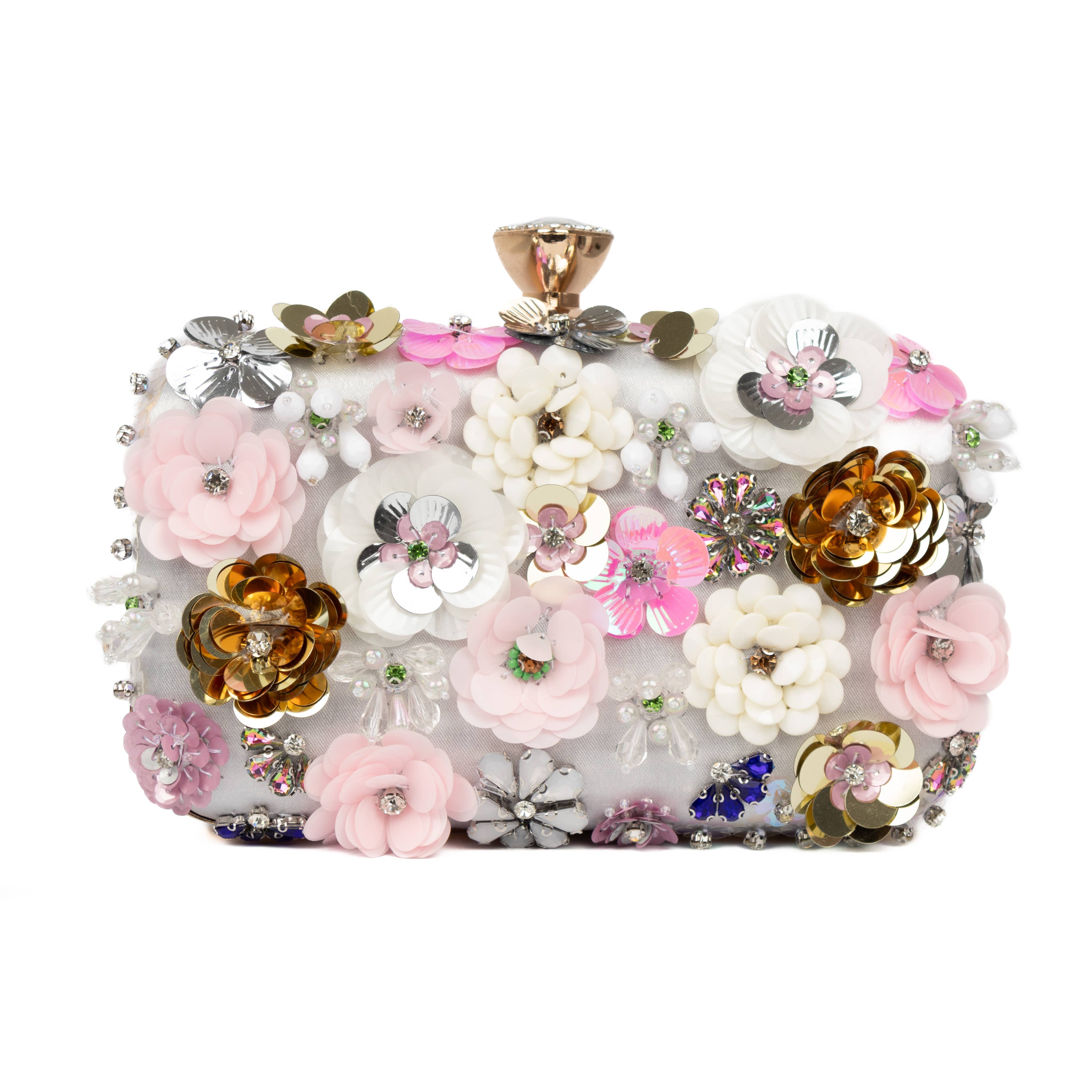 PEACH ACCESSORIES - Vendita all'ingrosso Pochette - Donna - Borsa clutch da sera decorata a mano con fiori K0203