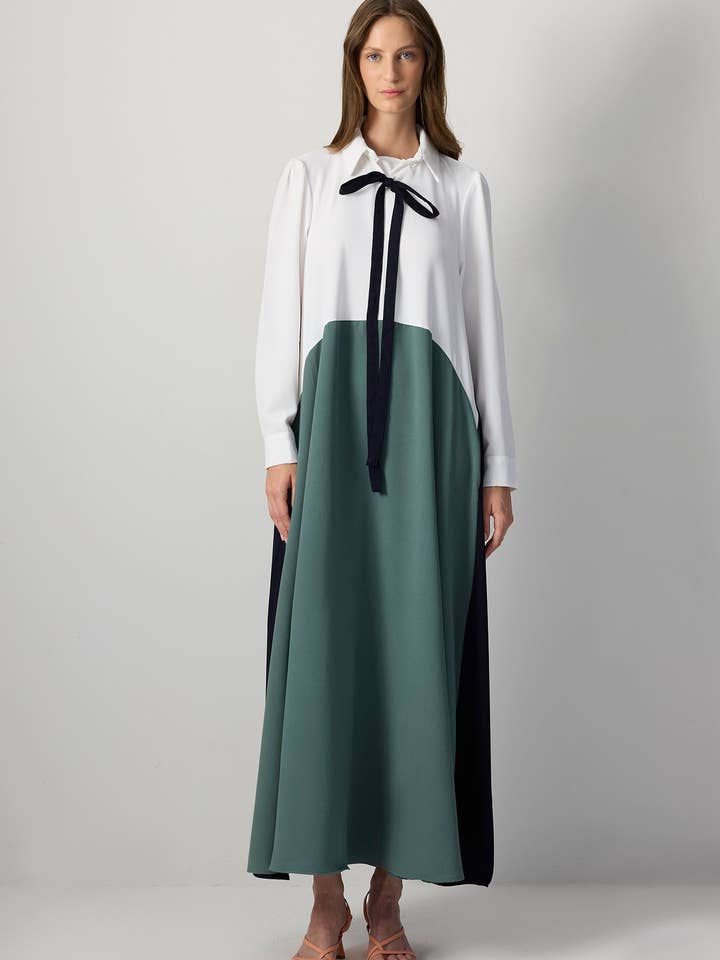 VESTIDO DE CREPE DE CORES BLOCO por atacado de Touché Privé