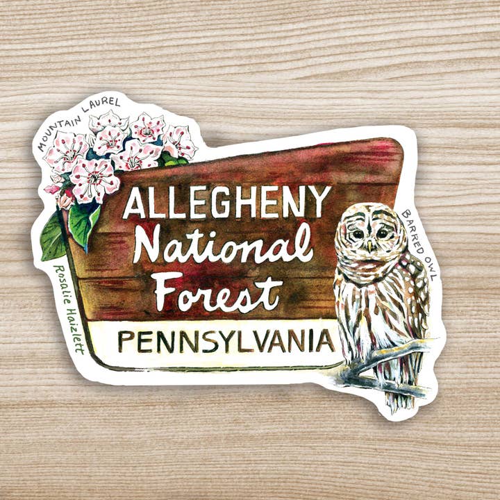 Autocollant imperméable Allegheny National Forest pour la vente par Rosalie Haizlett Illustration