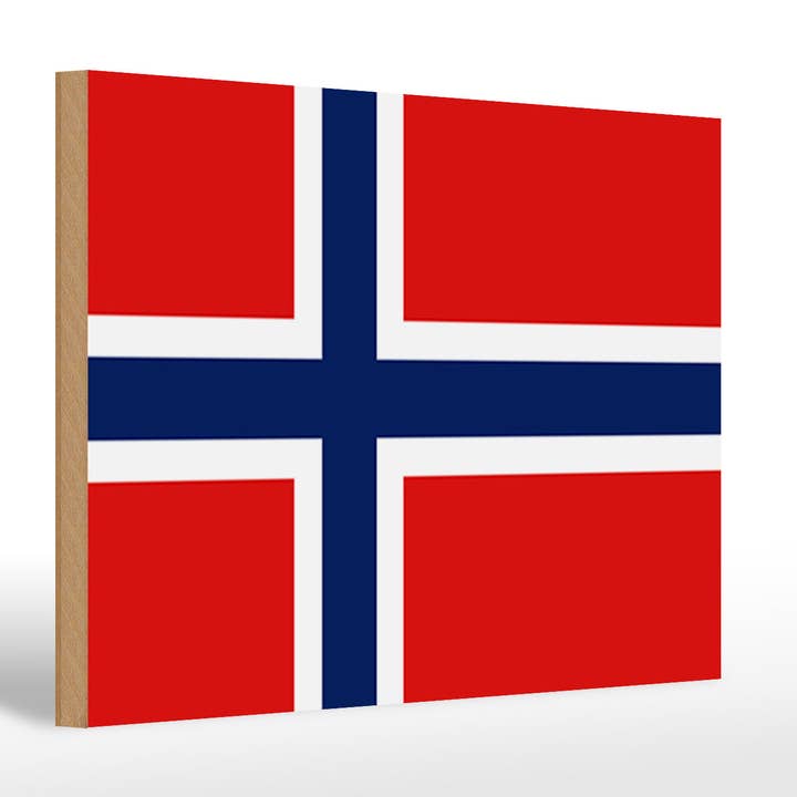 Femer - Wholesale Flag - Flag of Norway wooden sign 30x20cm Flag of Norway