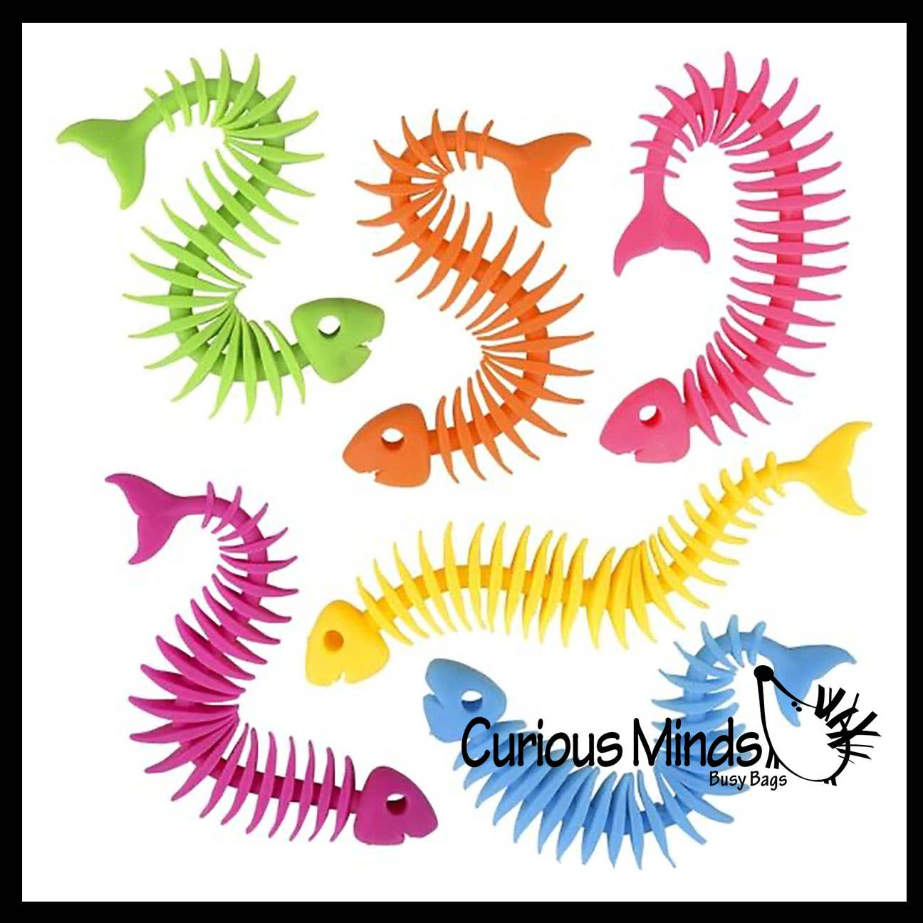Curious Minds Toys - Vente Fidget/jouet anti-stress – enfant - 1 jouet à nouilles extensibles en forme d'os de poisson4