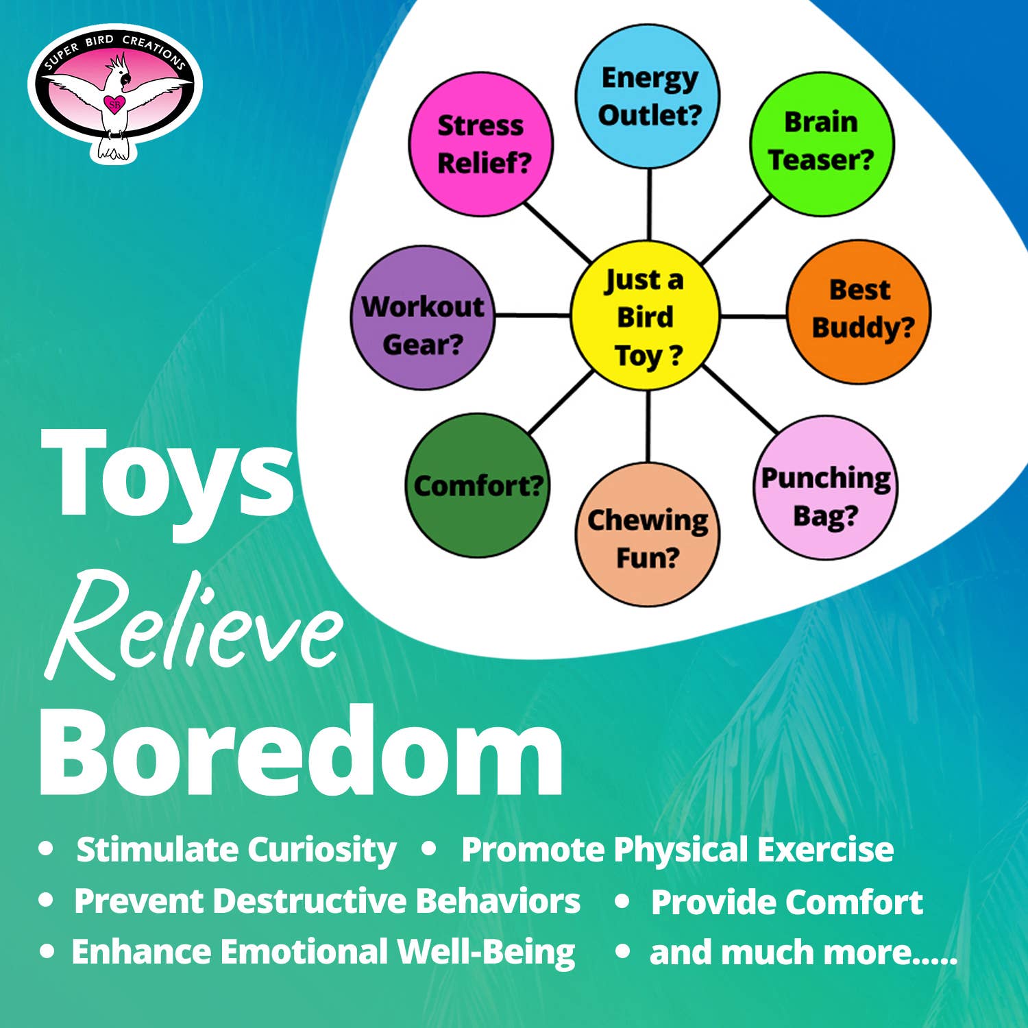 Super Bird Creations, LLC - Wholesale Bird swing/toy - Rainbow Raffia Sm.4