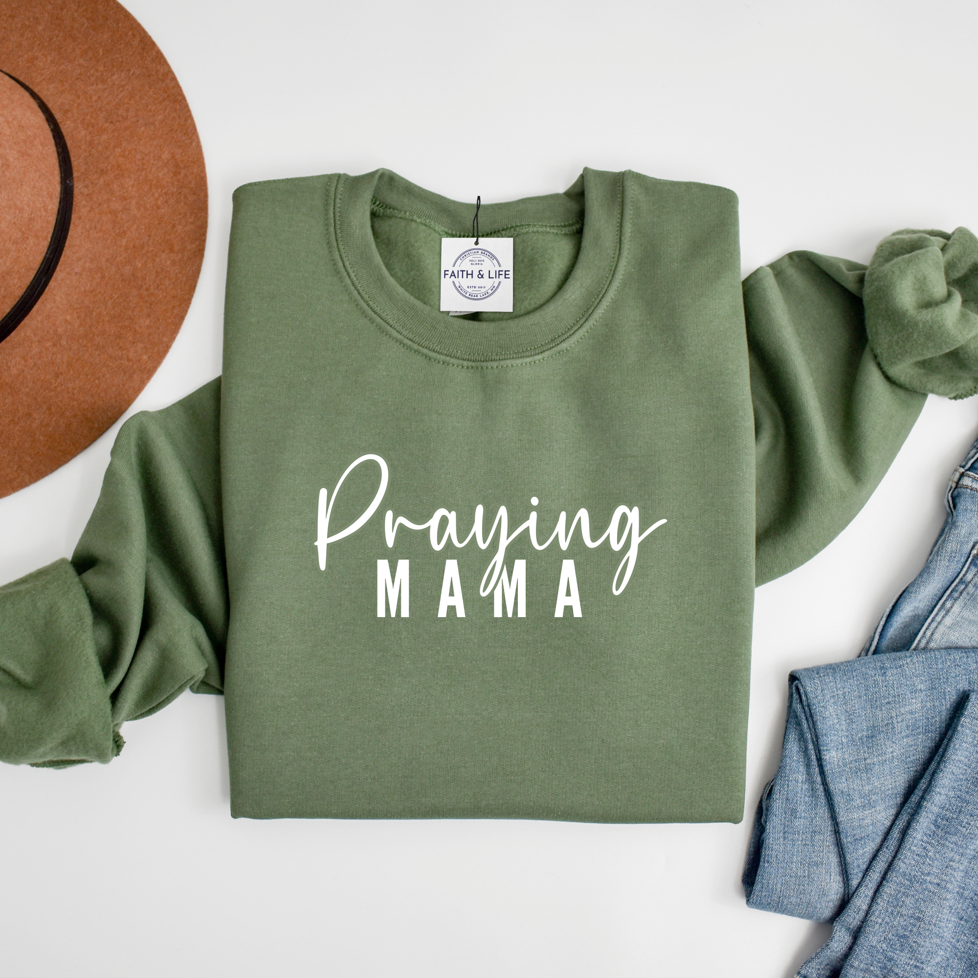 Faith & Life Christian Brands - Wholesale Graphic Sweatshirt - Women's - Praying Mama Mothers Day Christian Crewneck Sweatshirt1