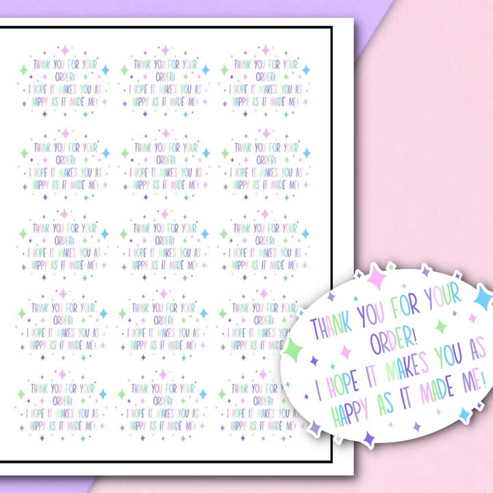 FuzziesArtDesigns - Vente Autocollant - Autocollants d'emballage Merci pour votre commande | Rose1