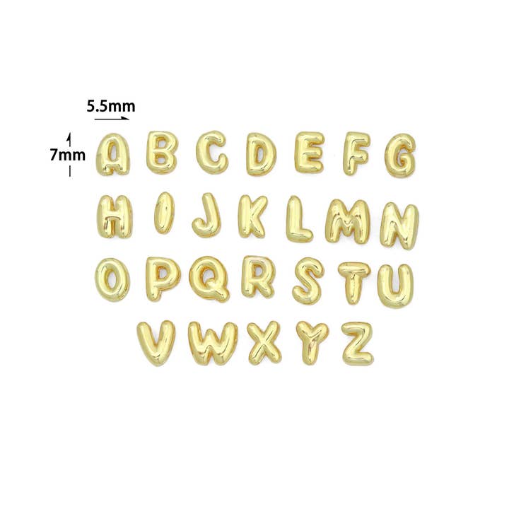 BestBeads&Beyond - Wholesale Individual Charm/Pendant - Gold Silver Cute Bubble Initial Charm, Alphabet Name Letter Charm,sku#LD700