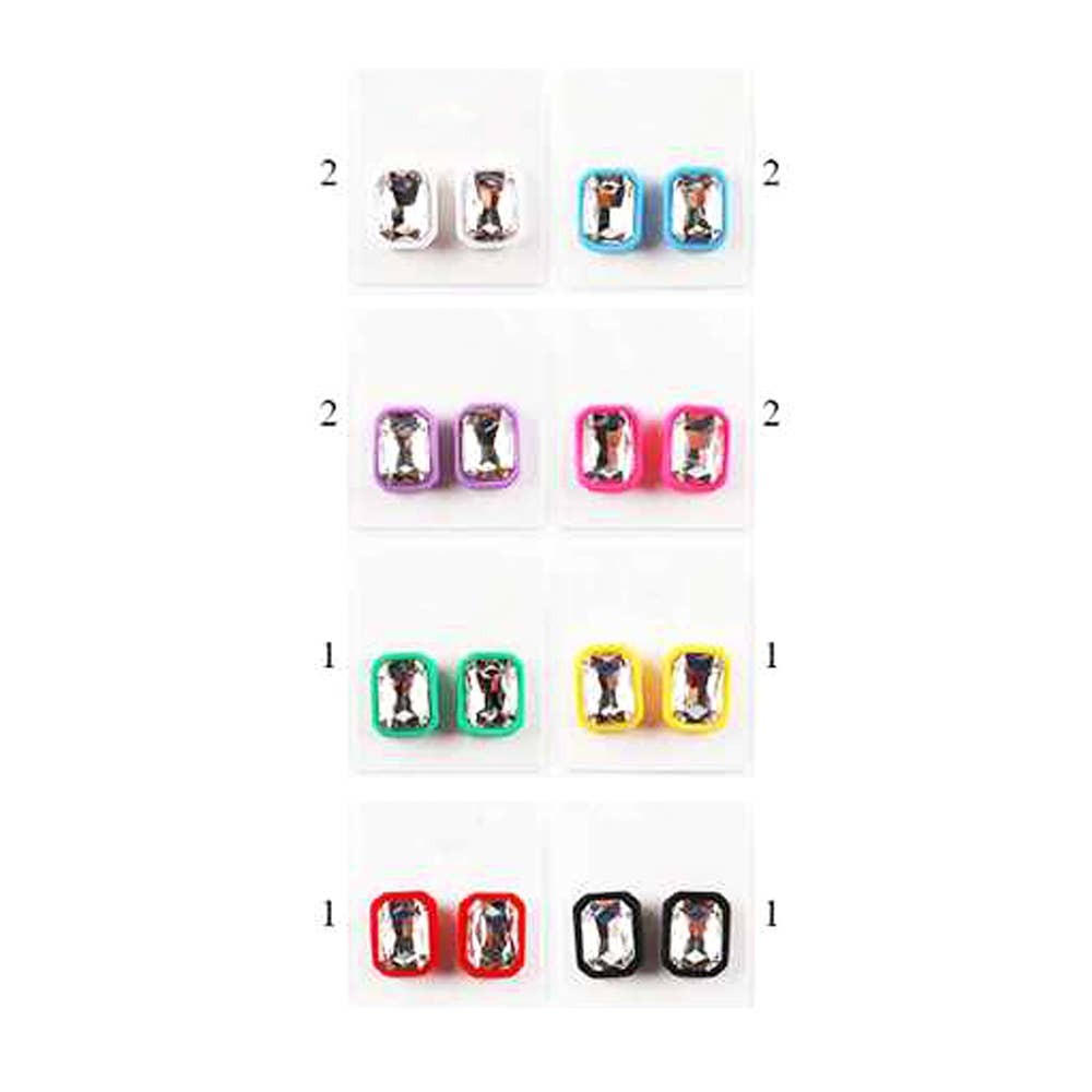Sensibling Corp. - Wholesale Stud/Post Earrings - 12Pairs - Rectangle Stone Stud Earrings
1