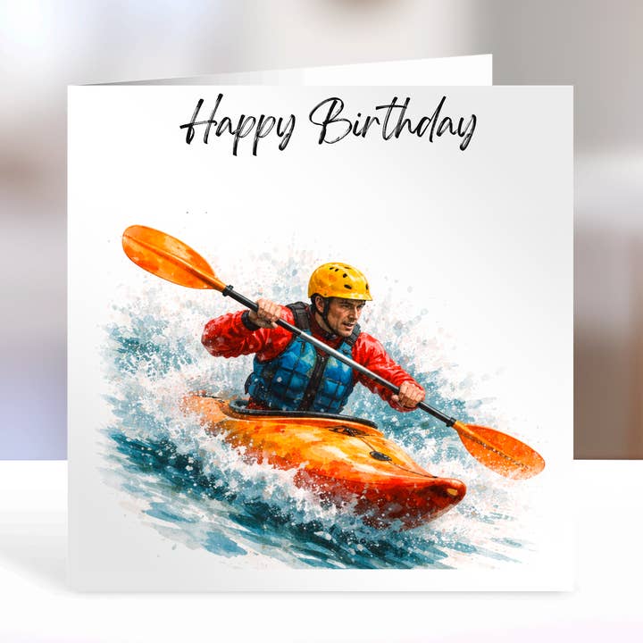 Happy Birthday Kayaking Card for wholesale by Florence Designs