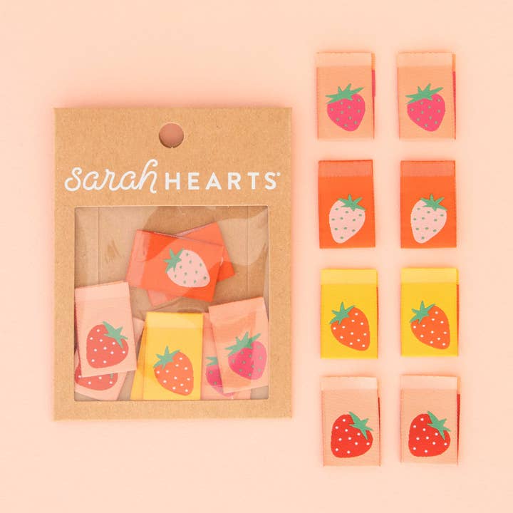 Strawberry Multipack Woven Sewing Quilt and Garment Labels for wholesale by Sarah Hearts