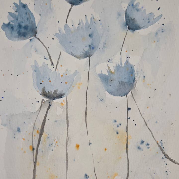 Wild Sky Flowers Floral Watercolor Art Print for wholesale by SanBCreative