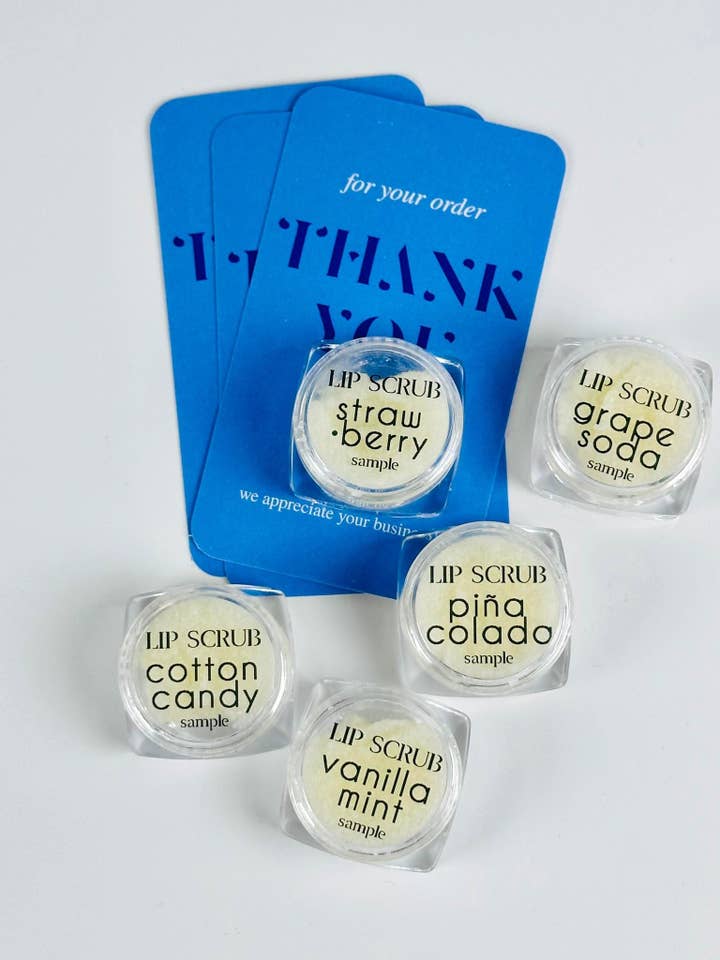 Swag Lip Scrub Thank You Cards for wholesale by The Green Rift
