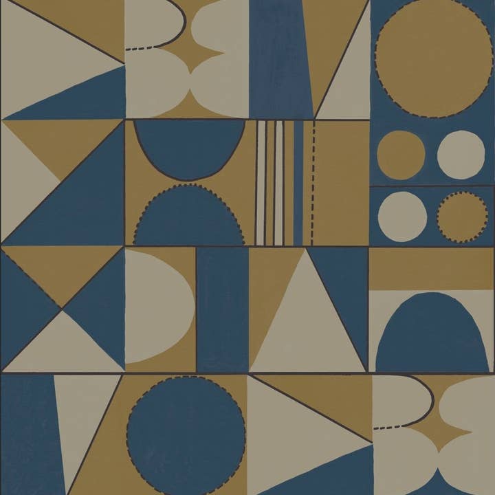 Carta da parati che prende forma - Navy+Senape per la vendita all'ingrosso da parte di Sharon Jane Studio