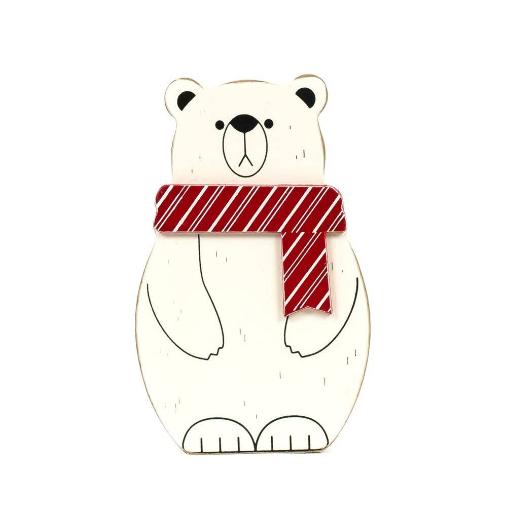 Devanie At Home (Formerly Adams & Co.) - Wholesale Christmas Decoration - 71304 - 4x6 chunky wood shape (POLAR BEAR) Christmas Decor1