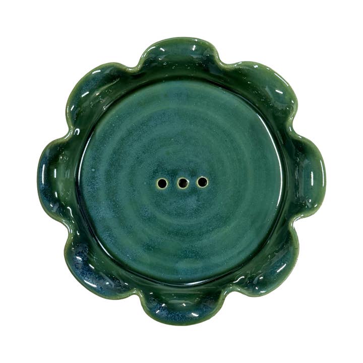Frilly Soap Dish - Emerald for wholesale by Paige Mitchell