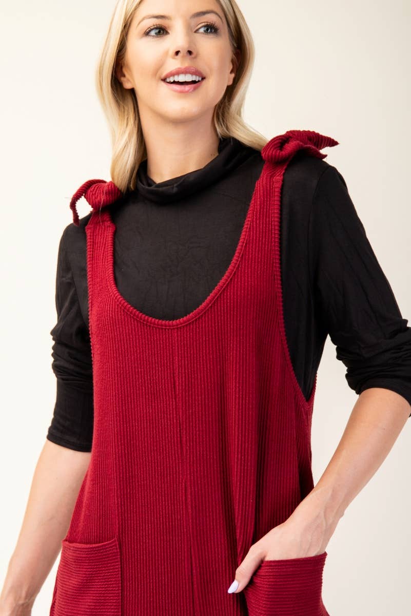 Celeste Clothing – Großhandel Jumpsuit – Damen – Plus-Size verstellbarer Rippen-Overall mit Fronttaschen - CP4387338