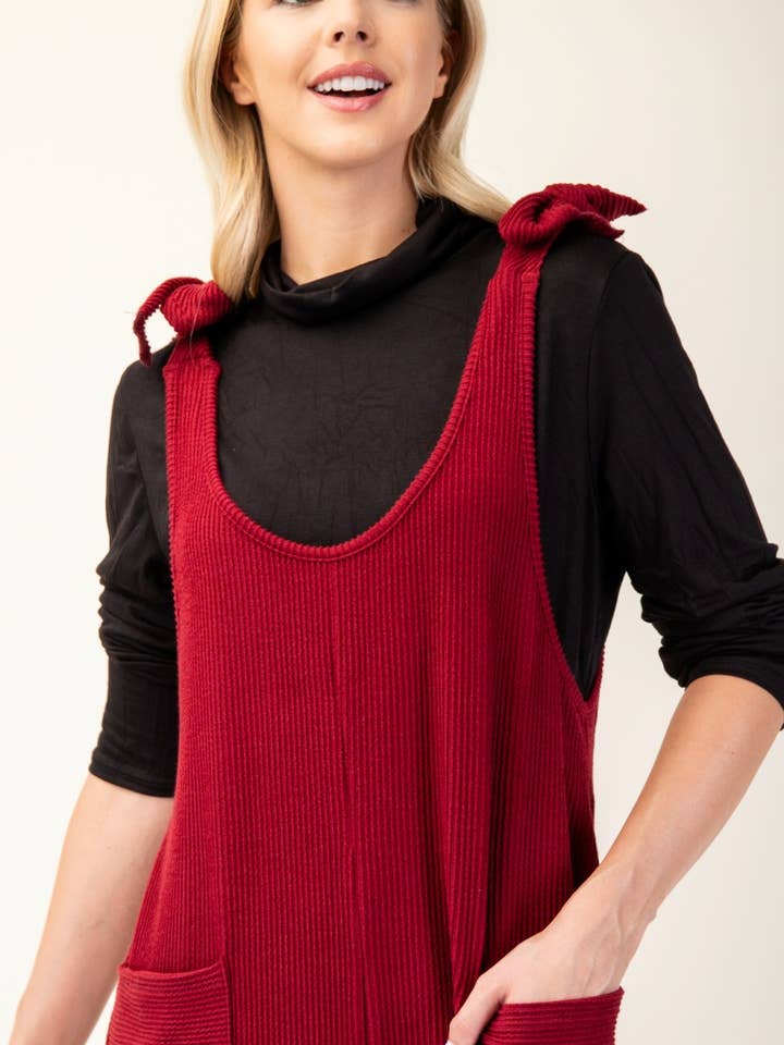 Celeste Clothing – Großhandel Jumpsuit – Damen – Plus-Size verstellbarer Rippen-Overall mit Fronttaschen - CP4387338