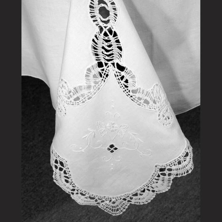 Cluny Lace Tablecloth Matching Napkin Handcraft Bobbin Lace for wholesale by Eastern Sunrise Lace And Linens Inc.