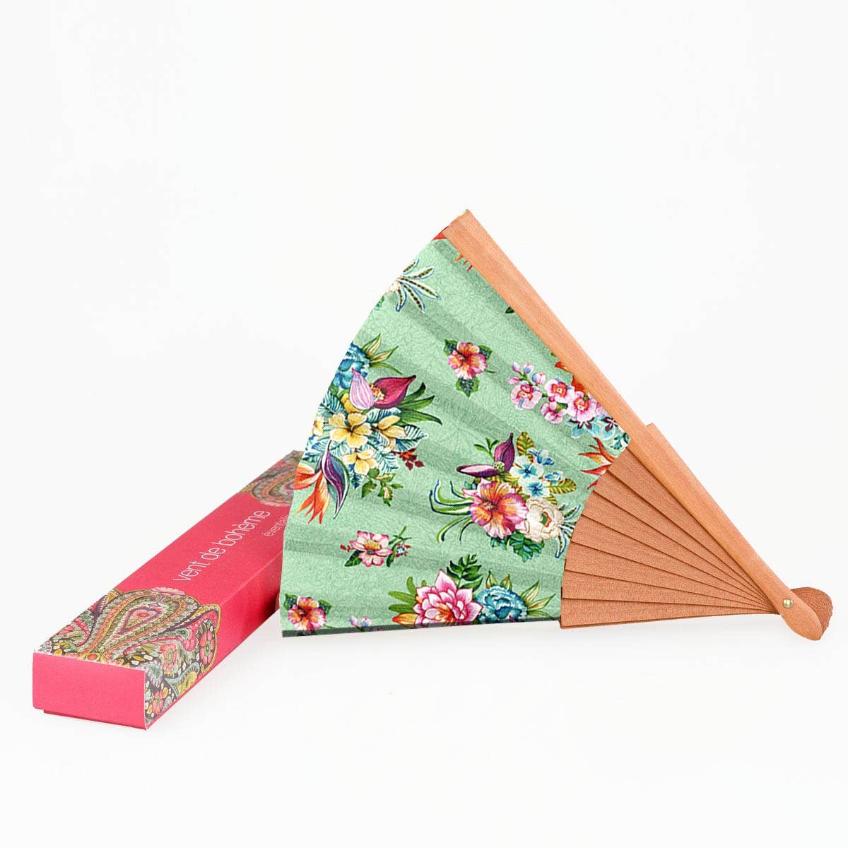 Vent de Bohème - Wholesale Opvouwbare waaier - TAÏNA waaier van hout en katoenen canvas7