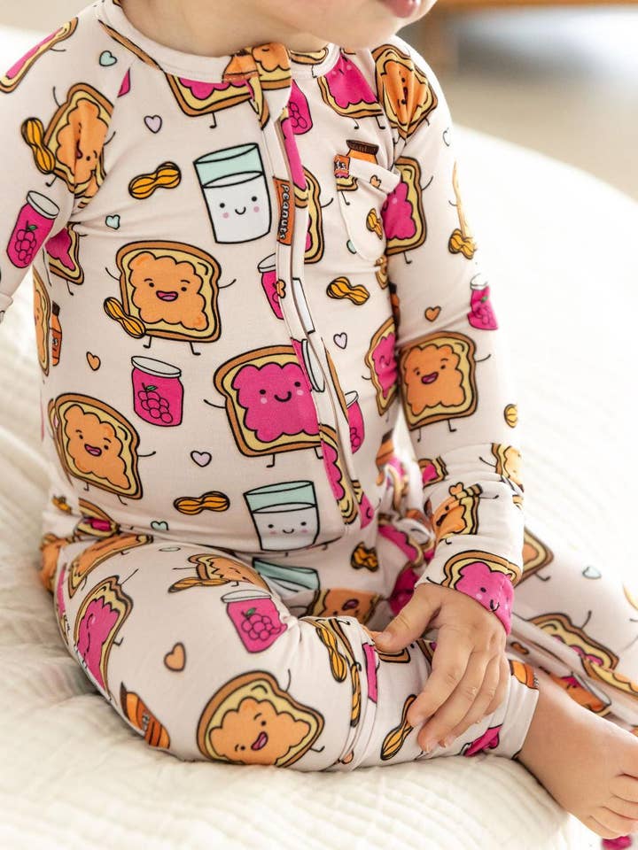 PB & Grape - Wholesale Jumpsuit - Baby - Peanut Butter Jelly Zip Romper1