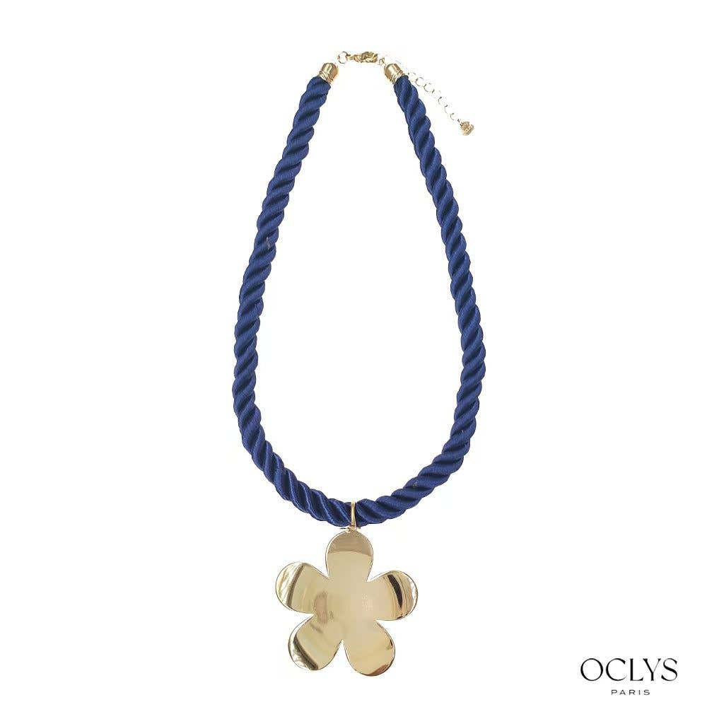 Oclys – Großhandel Kette mit Anhänger/Charm – Buntes Band Halskette Blume Edelstahl Inna2