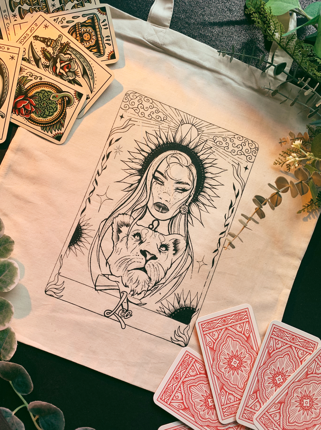 Ruby Rose Designs – Engroshandel Tote bag - Dame – Zodiac goddess tarotkort-taske fra Ruby Rose Designs2