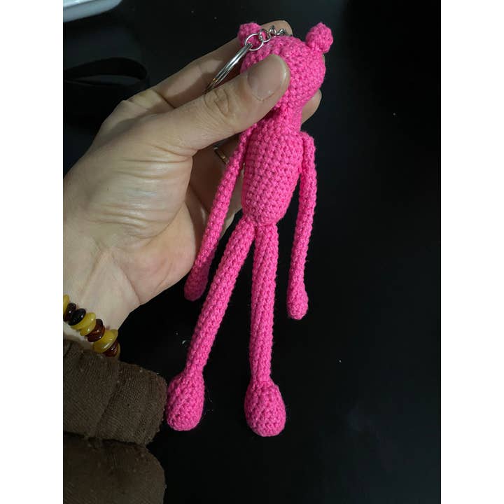 Emel Crochet – Engroshandel Plyslegetøj - Børn og baby – hæklet lyserød panter, bamse nøglering amigurumi