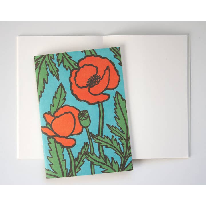 Notizheft A6 mit Mohnblumen für den Großhandel von Papaya Paper Products